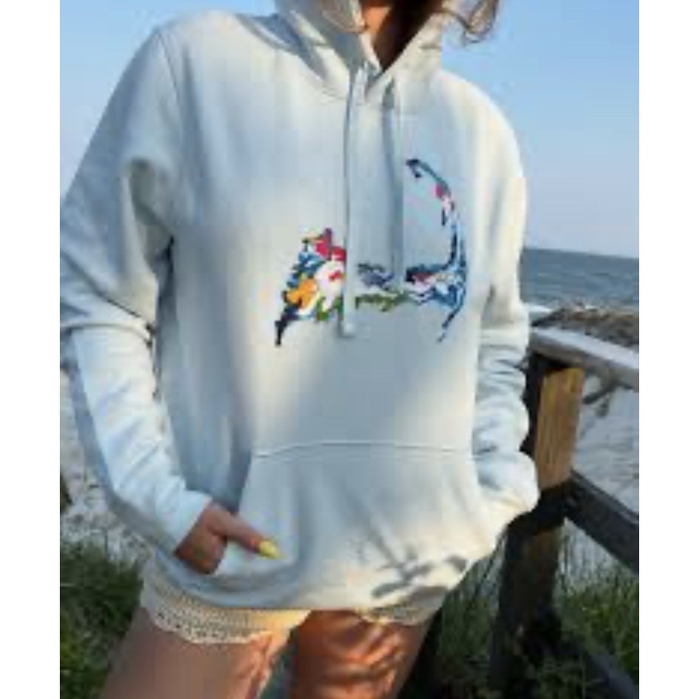 NWT Unisex Cape Cod Blue Ice Hoodie Soft Ocean Wave Surfer Beach Hippie Small‎